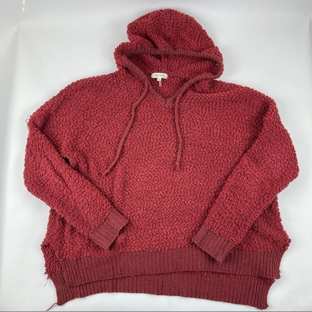 Miracle Hoodie Womens Medium/Large Red Vneck Side Slits